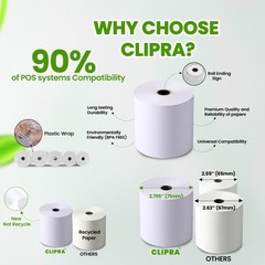 3 1/8 x 230 Thermal Paper Receipt Rolls 10 PACK 55 GSM BPA Free Compatible POS