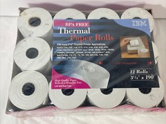 IBM Thermal Paper Rolls 3-1/8&Prime; X 190&prime; – 12 Total Rolls BPA Free