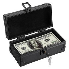 Black Lockable Aluminium Alloy Cash Box with Secure Lock Money Storage Case