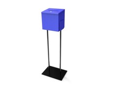 Blue Metal Ballot Box Donation Box Suggestion Box With Black Stand