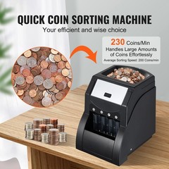 High-Speed Coin Sorter for USD Coins with 200-Coin Capacity