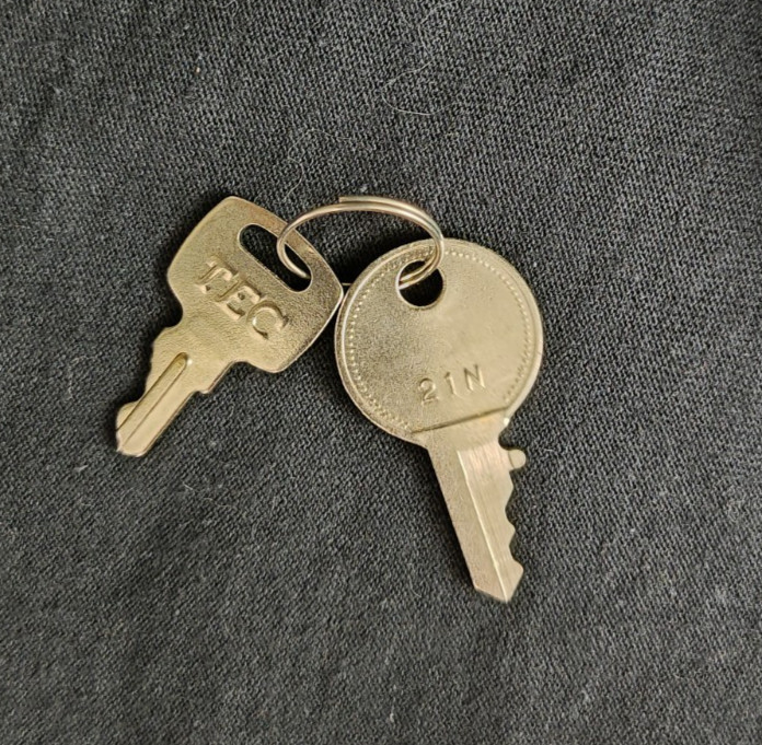 TEC Cash Register Keys – Set of 2 – Drawer Key – 21N Printer Cover Key 250