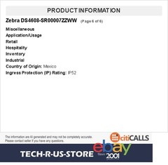 Zebra DS4608-SR00007ZZWW Standard Range Handheld 2D Imager Barcode Scanner