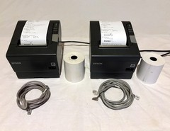 2 Epson M244A TM-T88V USB POS Thermal Receipt Printers Auto Cut, cables + Paper