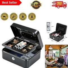 Portable Key Lock Cash Box with Removable Money Tray, 7.87&Prime; for Home & Business