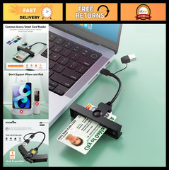 2-in-1 USB C CAC Card Reader | Military Smart Card Reader for Windows, Mac, Linu