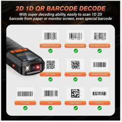 MUMUQ Wireless Barcode Scanner Mini Bluetooth 1d 2d ABS+PC IOS Tablet led CMOS