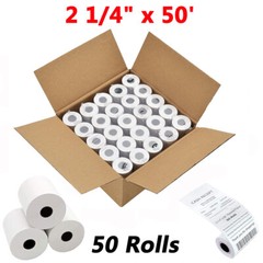 50 Rolls 2 1/4&Prime; x 50 Thermal Receipt Cash Register Credit Card Paper BPA Free