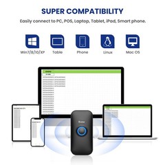 Mini 1D Bluetooth Barcode Scanner, 3-in-1 Bluetooth & USB Wired & 2.4G Wirele…