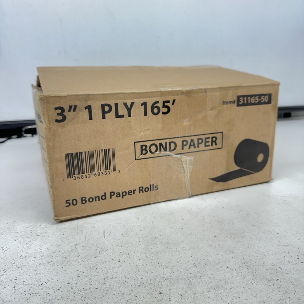 Bulk Bond Paper Rolls, 3 Inch 1 Ply 165, Pack Of 50, New Good Quality Bond Paper