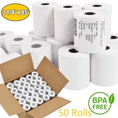 50 Rolls 2 1/4 x 85&prime; Thermal Paper Credit Card & Cash Register POS Receipt Paper
