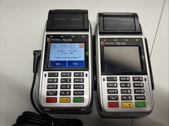 Two First Data FD 410 Wireless Credit Card Terminals – One power adapter