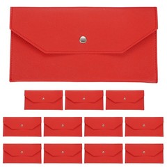 12Pcs PU Leather Envelope Wallet Money for Women Men Red