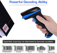 Wonenice Barcode Scanner Wireless 2-In-1 2.4Ghz Wireless+Usb 2.0 Wired Handheld