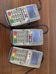 Used Lot of THREE VeriFone VX805 CTLS Pin Pad Chip/Card Readers – working