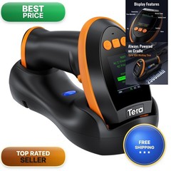 Tera HW0009 Pro Wireless 1D 2D QR Barcode Scanner with Screen Charging Cradle