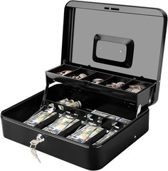 0.9mm Thick Metal Cash Box with Key Lock – Portable & Secure Money Storage