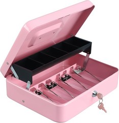 Cash Box with Money Tray and Key Lock,Tiered, Cantilever Design,4 Bill / 5 Co…