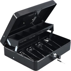 Compact Key Lock Cash Box with 5 Coin Slots & Bill Organizer – Travel-Friendly