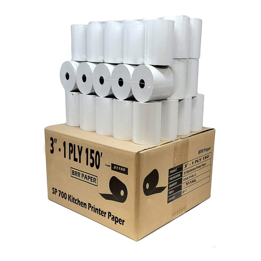 CASH REGISTER PAPER FOR STAR SP700 3 x 150&prime; BOND (50 NON-THERMAL) POS KITCHEN PR