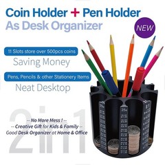 Coin Counter Change Sorter｜Pen & Pencil Holder as Desk Organizer｜Piggy Bank f…