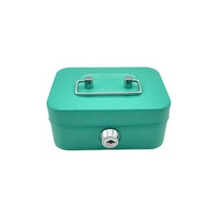 Small Cash Box with Money Tray and Lock, Metal Cash Lock Box with Key