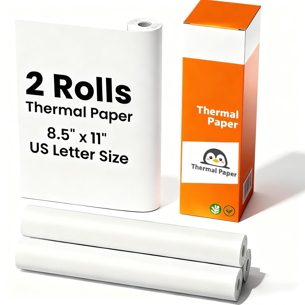 2 Rolls Thermal Printer Paper 8.5 x 11 Inch,US Letter Size Thermal Paper Roll…