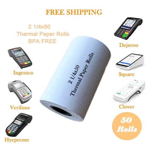 50 Rolls 2 1/4&Prime; x 50&prime; Thermal Receipt Cash Register Credit Card Paper BPA Free