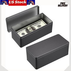 2 Pack Black Metal Cash Box Money Organizer with Lid for Cash Coins Jewelry