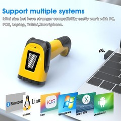 Triple Mode 1D 2D Barcode Scanner 2.4GHz Wireless Bluetooth USB Handheld