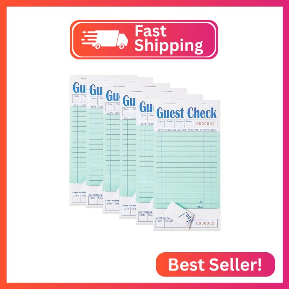 ZPARIK 6 Pack Guest Checks Books, Server Note Pads, Green