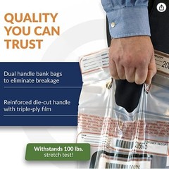 Controltek Coinlok 12 X 24.5 Clear 50 Bags Tamper Resistant Coin Bag Cash