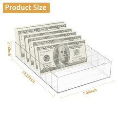 Large Clear Acrylic Cash Organizer 8 Sections Desk Tray Organizer for Money B…