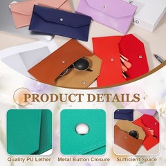 2Pcs PU Leather Envelope Wallet Money for Women MenPurple/ Green