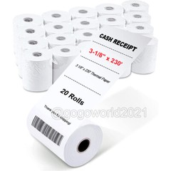 3-1/8&Prime; x 230&prime; THERMAL POS RECEIPT PRINTER ROLL PAPER BPA FREE USA – 20 ROLLS