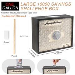 Mczxon 10000 Savings Challenge Box with Lock, Wooden Large 10k Money Saving B…