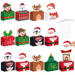 Christmas Money Box Cash Gift Pull Santa Dispenser 300 Transparent Bags 12 PCS