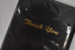Set of 5 Black Restaurant Check Presenters Book Thank You Gold Lettering Folders