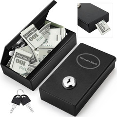 1 Pack Metal Box for Gamblers Pocket Sized Winner Bank Casino Cash Box with 2 Ke