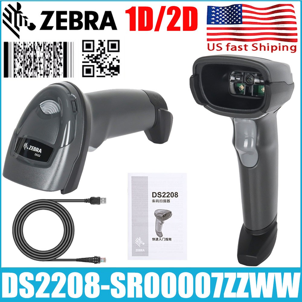 US Zebra 1D 2D Handheld Barcode Scanner Reader With USB Cable DS2208-SR00007ZZWW