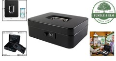 Large Cash Box with Combination Lock and Removable Money Tray for Security
