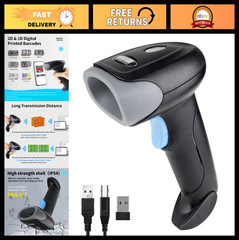 Wireless Barcode Scanner 1D QR Handheld Laser Reader – Bluetooth, 2.4G & USB Com