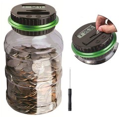 Large Digital Piggy Bank Adults 1.8L Coin Counter Jar LCD Display US Coins