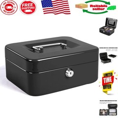 Portable Steel Lock Box with Key Control & Compartments – Ideal for Cash Storage