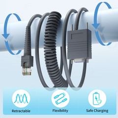1/2PCS Coiled Cable RS232 to RJ45 5M For Zebra LI2208 DS4308 DS9908 DS4308-XD