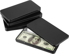 Metal Rectangular Cash Box with Lid – 4 Packs Currency Money Holder | Metal Empt