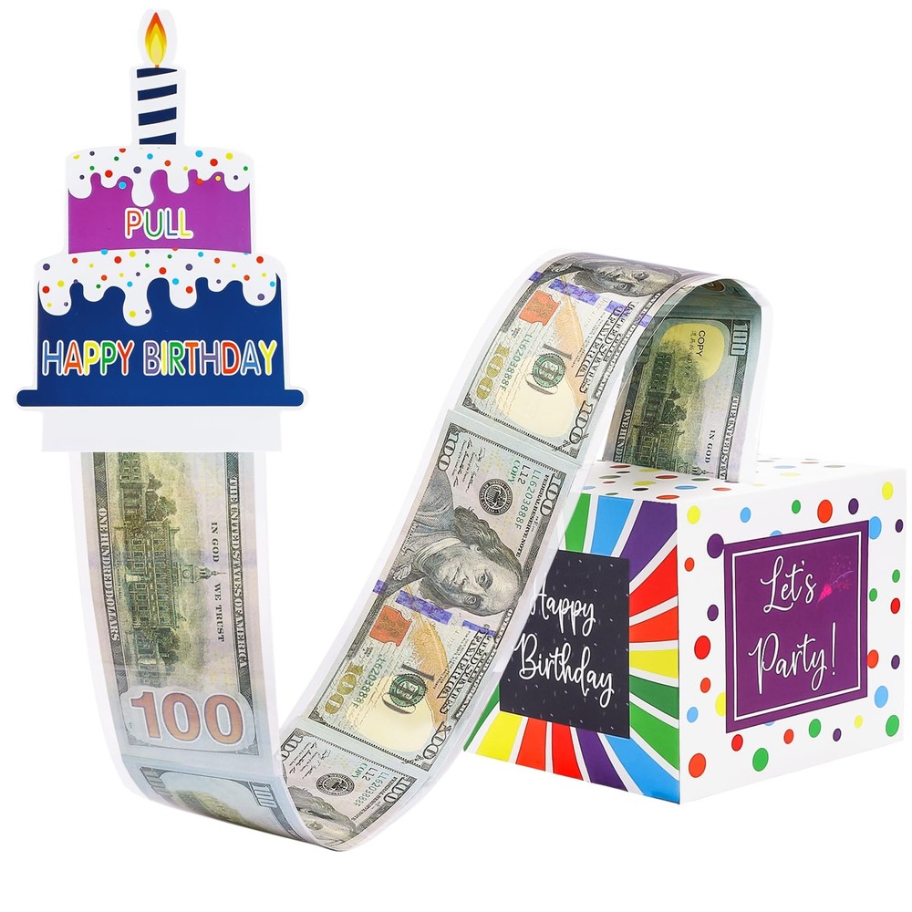 Birthday Money Box for Cash Pull Surprise Roll Gift Boxes for Kids Adults wit…