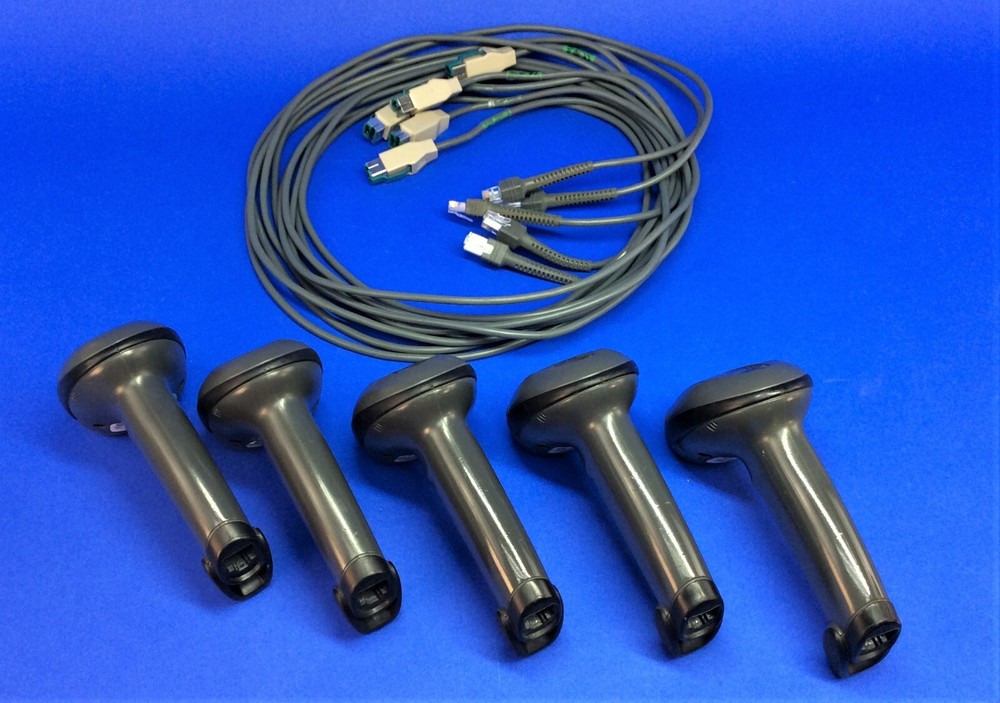 Symbol LS4208 Barcode Scanner w/ CBA-U03-S07ZAR Powered USB Cable – LOT OF 5