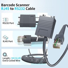 For Zebra DS3408-SR DS3508 DS3478 DS3578 DS3578-SR Coiled Cable 5M RS232 to RJ45