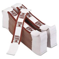Currency Bands Self Sealing $5000 Brown Bundle Pack 1000 Straps Cash Money Bills